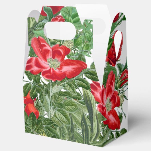 Botanische rode roos pioen bloemen bloemrijke guns bedankdoosjes (Geopend)