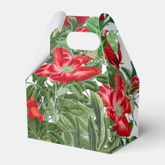 Botanische rode roos pioen bloemen bloemrijke guns bedankdoosjes (Voorkant Zijde)