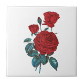 Botanische Rode Rose Bloemen Tegeltje (Voorkant)