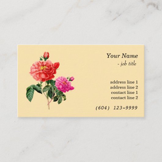  botanische rode, roze roze roze roze bloemen visitekaartje (Voorkant)