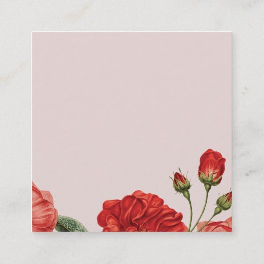 BOTANISCHE RODE ROZEN bloeien stijlvolle  bloemen Vierkante Visitekaartje (Achterkant)