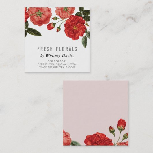BOTANISCHE RODE ROZEN bloeien stijlvolle  bloemen Vierkante Visitekaartje (Voorkant / Achterkant)