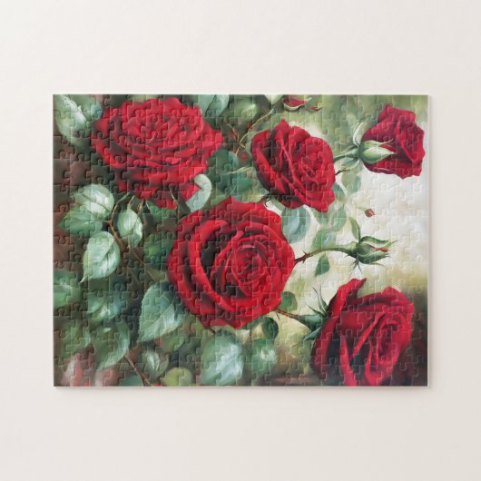 botanische rode rozen legpuzzel (Horizontaal)