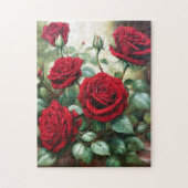  botanische rode rozen legpuzzel (Verticaal)