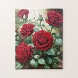  botanische rode rozen legpuzzel
