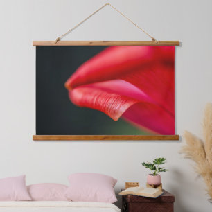 Botanische rode tulp bloemblad macro close-up foto hangend wandkleed