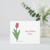 Botanische rode tulp pastel bloem briefkaart (Staand voorkant)