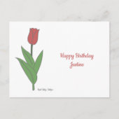 Botanische rode tulp pastel bloem briefkaart (Voorkant)
