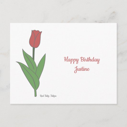 Botanische rode tulp pastel bloem briefkaart (Voorkant)