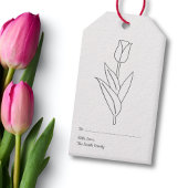 Botanische rode tulp pastel bloem cadeaulabel