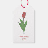 Botanische rode tulp pastel bloem cadeaulabel (Voorkant)