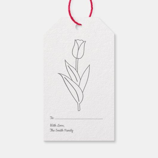 Botanische rode tulp pastel bloem cadeaulabel (Achterkant)