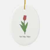 Botanische rode tulp pastel bloem keramisch ornament (Voorkant)