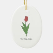 Botanische rode tulp pastel bloem keramisch ornament (Achterkant)