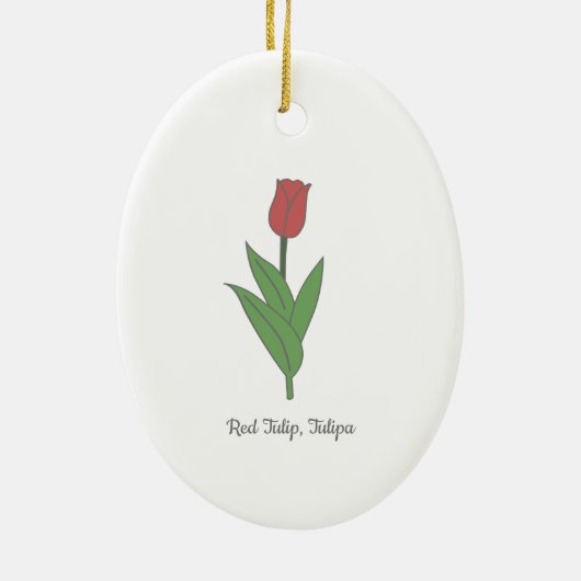 Botanische rode tulp pastel bloem keramisch ornament (Achterkant)