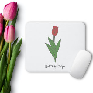 Botanische rode tulp pastel bloem muismat