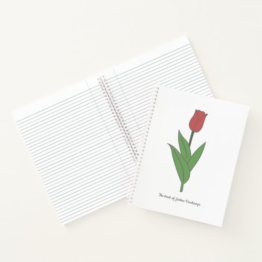 Botanische rode tulp pastel bloem notitieboek (Binnen)