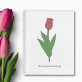 Botanische rode tulp pastel bloem notitieboek