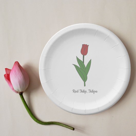 Botanische rode tulp pastel bloem papieren bordje