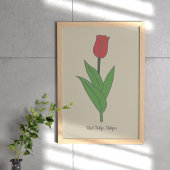 Botanische rode tulp pastel bloem poster