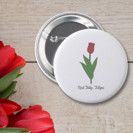 Botanische rode tulp pastel bloem ronde button 5,7 cm