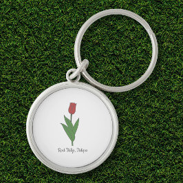 Botanische rode tulp pastel bloem sleutelhanger