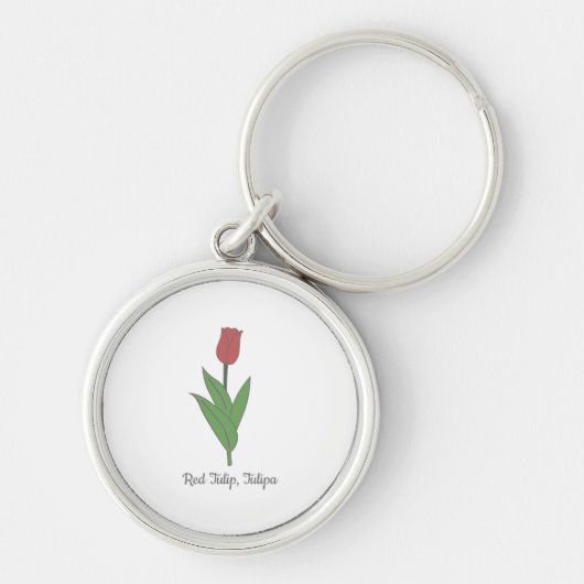 Botanische rode tulp pastel bloem sleutelhanger (Voorkant)
