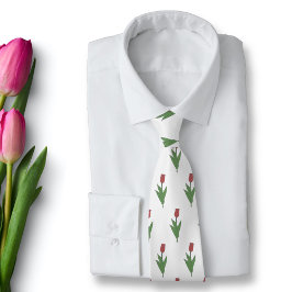 Botanische rode tulp pastel bloem stropdas