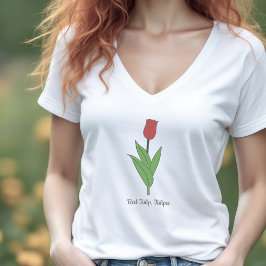 Botanische rode tulp pastel bloem t-shirt
