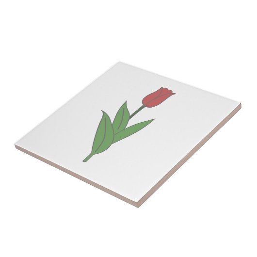 Botanische rode tulp pastel bloem tegeltje (Zijkant)