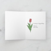 Botanische rode Tulp Pastel Bloem Verjaardag Kaart (Binnen)