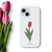 Botanische rode tulp pastelbloem  iPhone 15 case