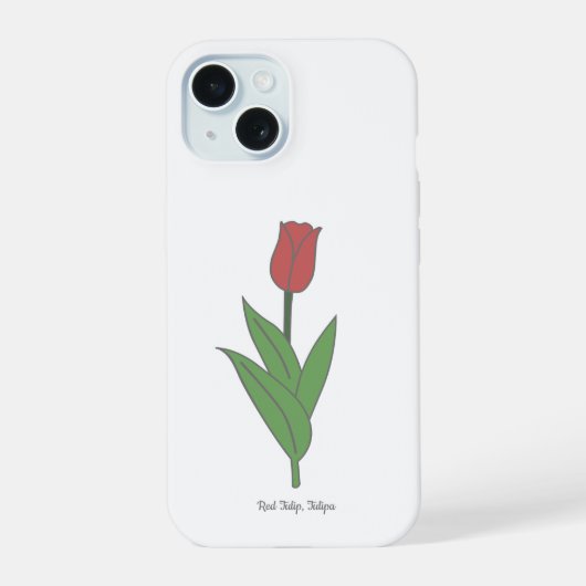 Botanische rode tulp pastelbloem  iPhone 15 case (Achterkant)