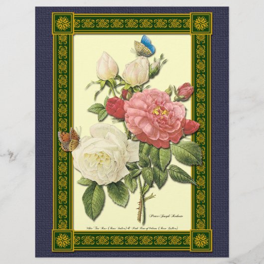 Botanische Rode Witte Rozen Custom Flyer (Voorkant)