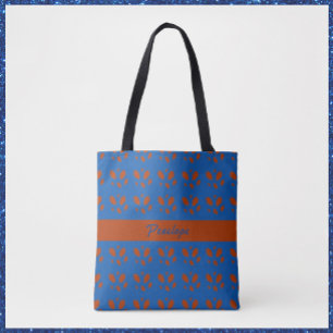 Botanische roest bladeren op Royal Blue Design Tote Bag