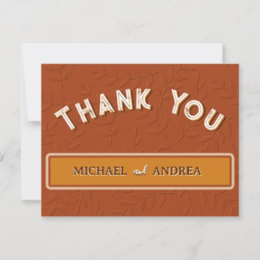 Botanische Roest Verbrand Sinaasappel Bruin Boho Bedankkaart (Voorkant)