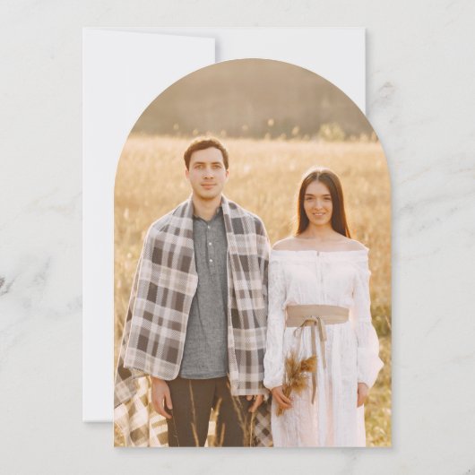 Botanische Romance Monogram Boog Trouwfoto Kaart (Achterkant)