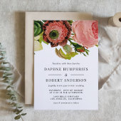 botanische romantische bloemenbruiloft kaart