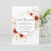 Botanische romantische terracotta bruiloft save the date (Staand voorkant)