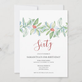 Botanische Rood en Groene Kerstmis 60e verjaardag Kaart