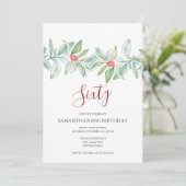 Botanische Rood en Groene Kerstmis 60e verjaardag Kaart (Staand voorkant)