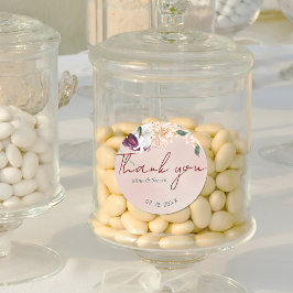 Botanische rood en witte bloemen dank u bruiloft ronde sticker