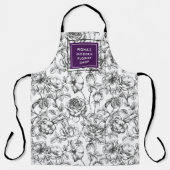 Botanische Roos Black en Paarse Business Schort (Voorkant)