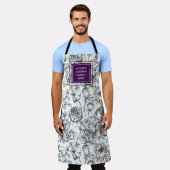 Botanische Roos Black en Paarse Business Schort (Gedragen)