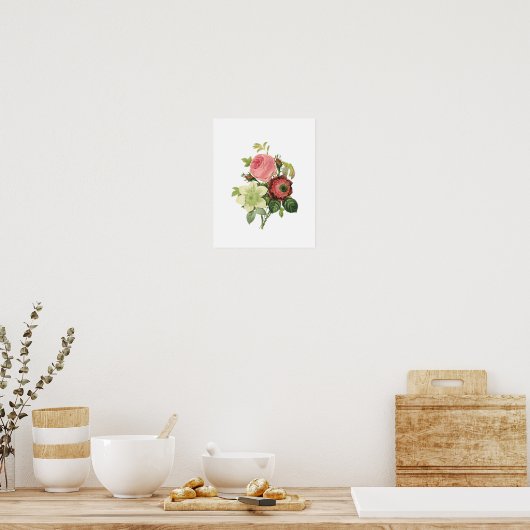 Botanische Roos Clementis Anemone Redoute Poster (Keuken)