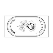 Botanische Roos Ex Libris Zelfinktdrukstempel Zelfinktende Stempel (Design)