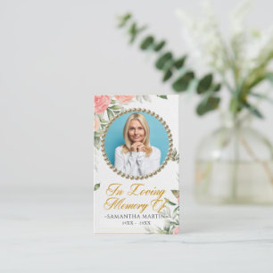 Botanische Rosy Blush Foto Funeral Prayer Kaart Visitekaartje