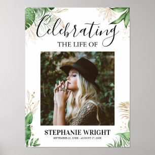 Botanische rouwkaart welkomstbord viering van het poster