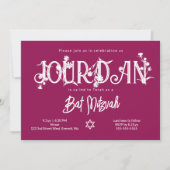 Botanische roze biat Mitzvah Floral Letters Kaart (Voorkant)