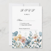Botanische roze blauwe lente wilde bloemen RSVP Kaart (Voorkant)